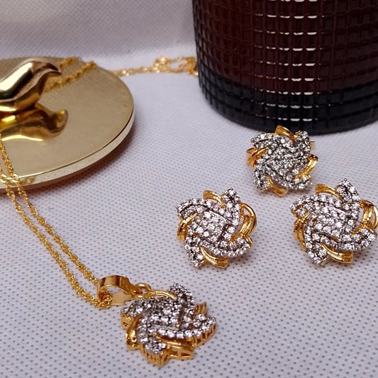 Diamond cut big chorsi Pure gold polish locket set! 3 yrs warranty/ fg-45