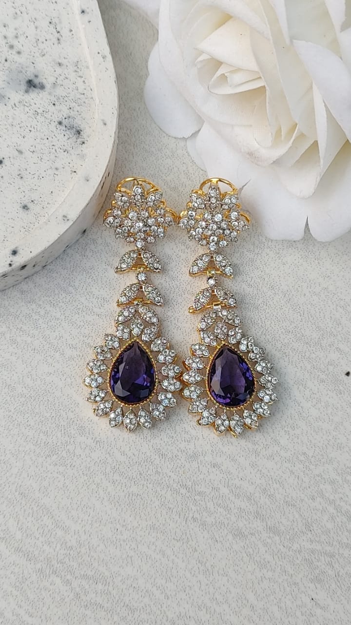 Gold polish earrings with original stone/sr-101