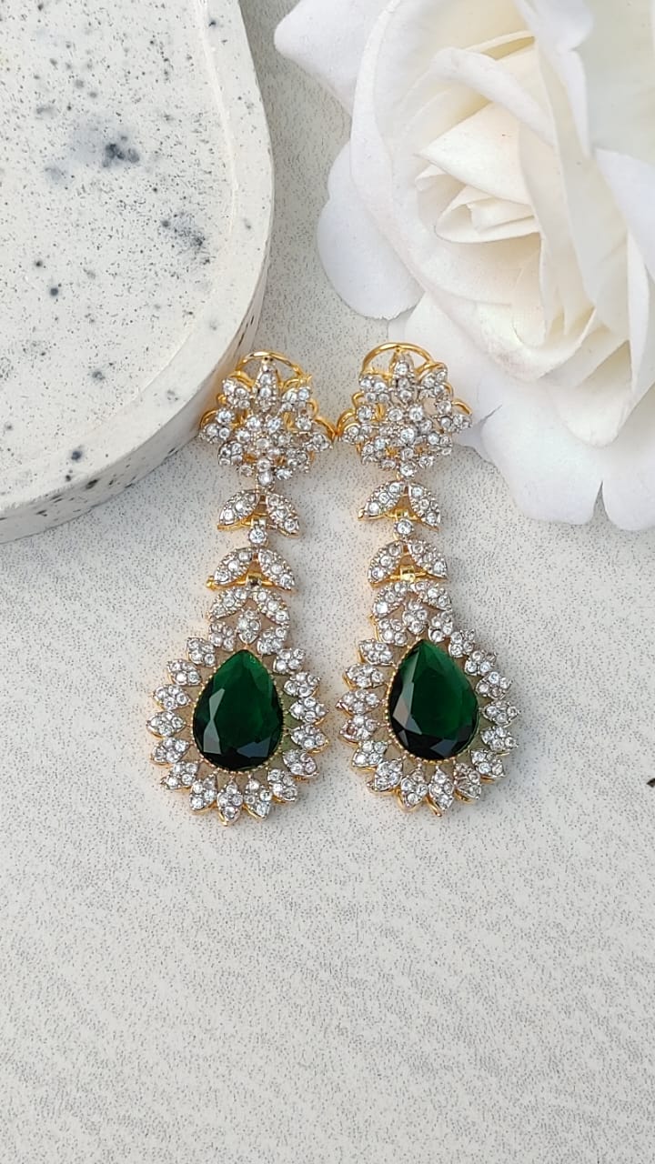 Gold polish earrings with original stone/sr-101