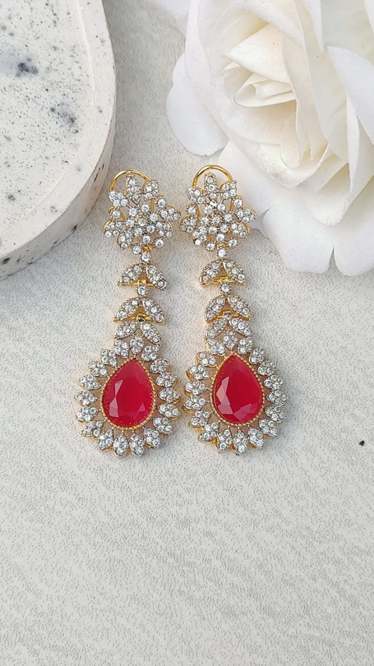 Gold polish earrings with original stone/sr-101