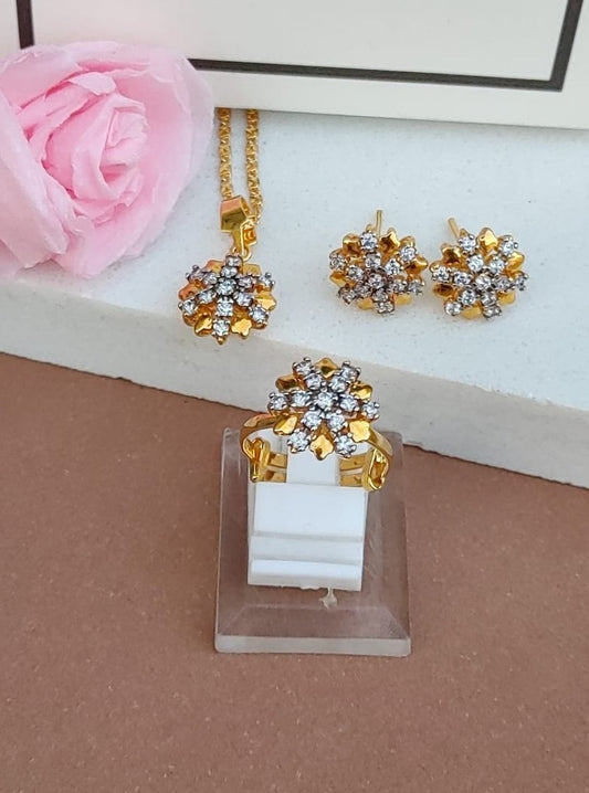 5 Colors | Diamond Cut Zircon Judao Locket Set | 22K Gold Polish (3 Yr. Warranty) | MK-105