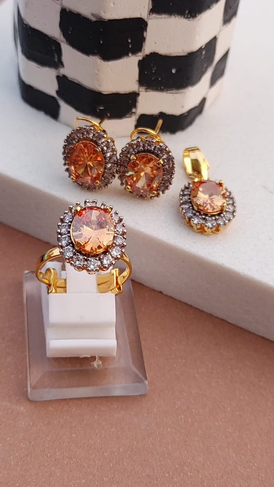 4 Colors | Zircon judao Locket Set with Stones | 22K Gold Plated(3 Yrs. Warranty) | ju-601