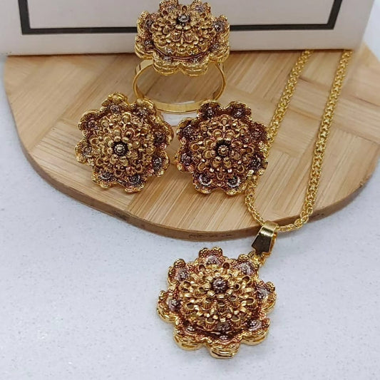 22k Gold Plated 3D Locket Set (3 yrs. warranty)| ji-645