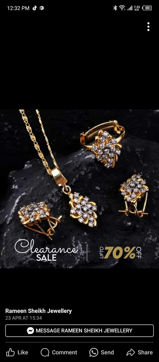 Diamond cut locket set with free gold chain 💯 22k gold Polish/fs-21