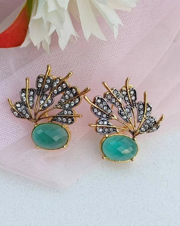 Stunning new earrings original zircon juado work 22k gold polis/mc-99